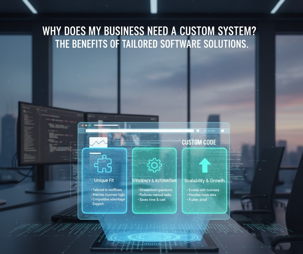Featured image for blog post titled: Why Does My Business Need a Custom System? The Benefits of Tailored Software Solutions.